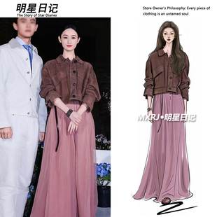 郭晓婷同款 棕色美拉德复古麂皮绒短外套女宽松气质小个子夹克2026