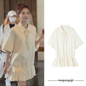 新2025小个子气质翻领短袖 祝绪丹同款 polo学院风连衣裙女夏季 裙子