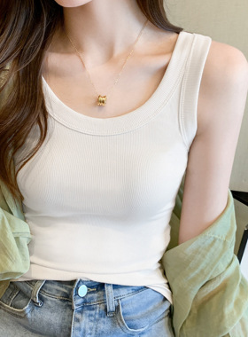 百搭打底吊带背心女2025新款纯色黑色内搭遮副乳上衣白色外穿春夏