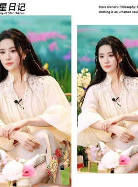 刘亦菲同款白色镂空花边灯笼长袖衬衫2025秋新款气质通勤休闲上衣