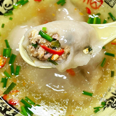 手工衢州山粉鲜肉饺子芋艿