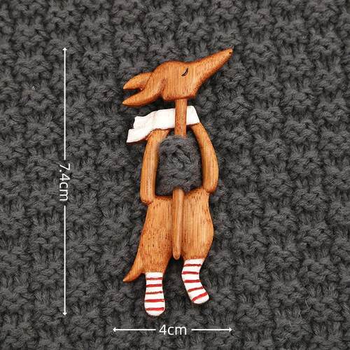 爆款情侣款木质胸针 Wooden brooch Retro Cute 可爱动物个性别针
