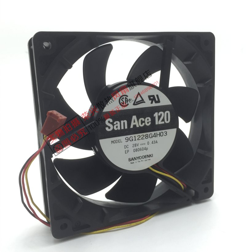 全新三洋SANYO 12cm 12025 28V 0.43A 三线变频器风扇9G1228G4H03