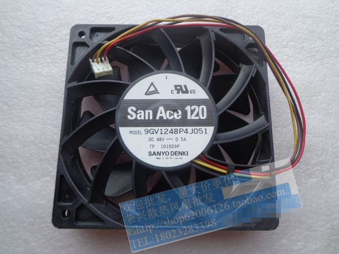 三洋12CM 12025风扇 48V 0.50A 4线PWM 散热风扇 9G1248P4J051