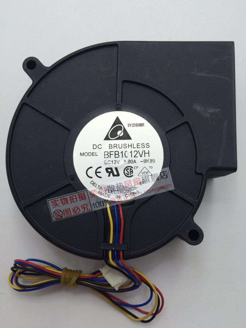 台达 涡轮排气 9733 双滚珠鼓风机 12V 1.80A BFB1012VH 四线风扇