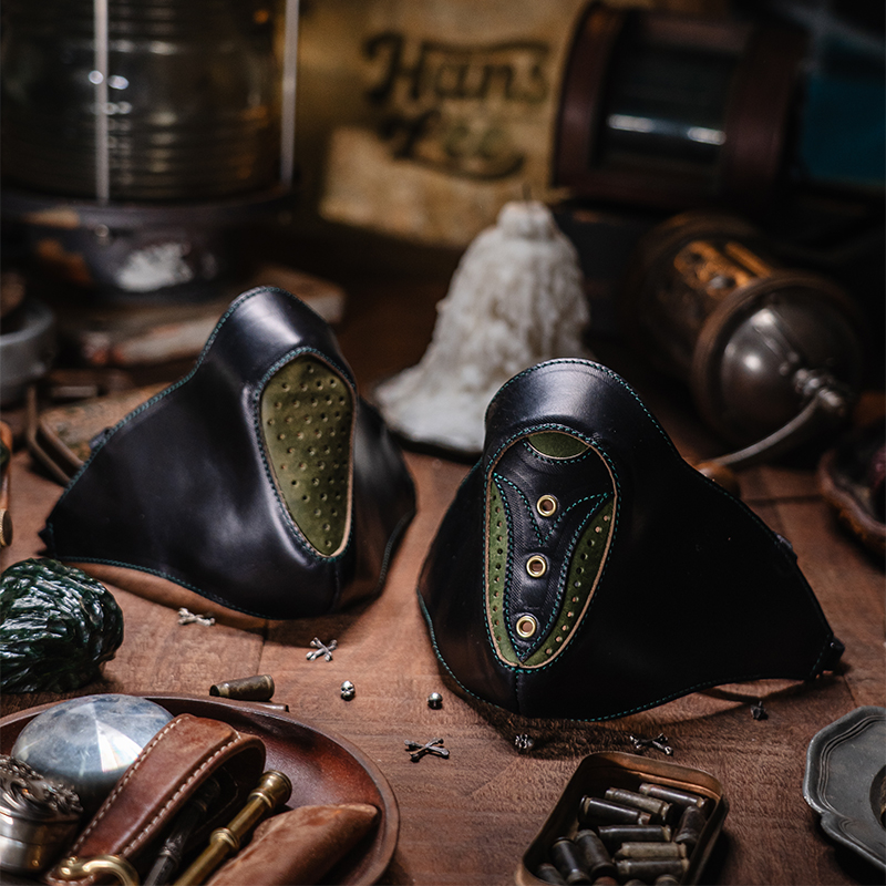 原创手工复古黑武士机车骑行面甲