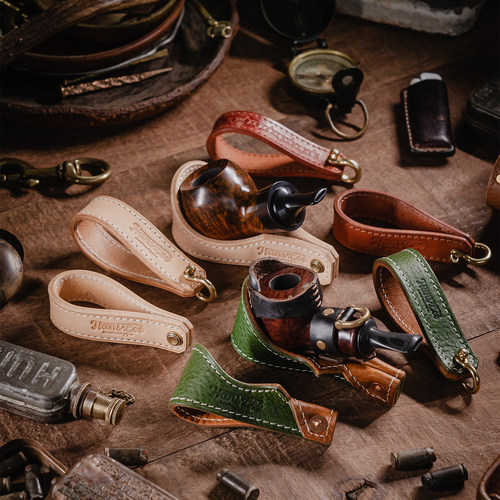 大汉原创手工缝线牛皮烟斗架合集