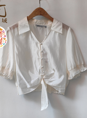 ART艺域女装正品专柜2025春夏新款百搭淑女纯色小衫P2S053