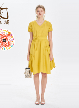 ART艺域女装正品专柜夏款新款淑女V领连衣裙K2L151