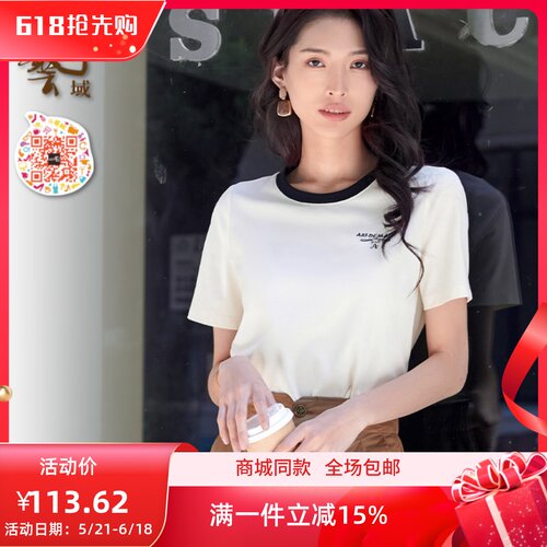 ART艺域女装正品专柜2024夏潮流通勤圆领百搭休闲宽松T恤P2T058