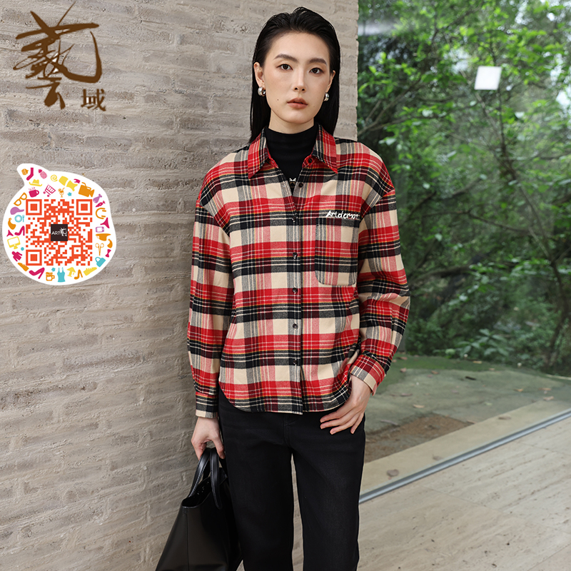 ART艺域女装正品专柜2025冬款都市格子休闲百搭衬衫Q4C016