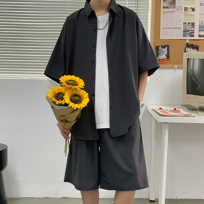 2021套装情侣免烫短袖男士宽松夏季休闲衬衫B318-Z26-P55,男装休闲套装,星座617A-3（原B318）