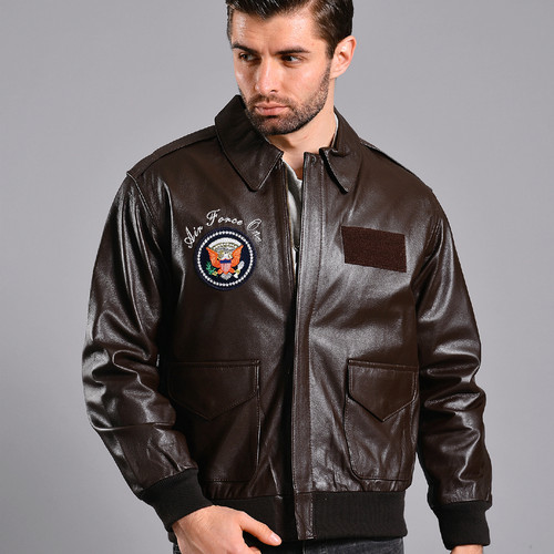 奥巴马真皮复古飞行进口皮衣