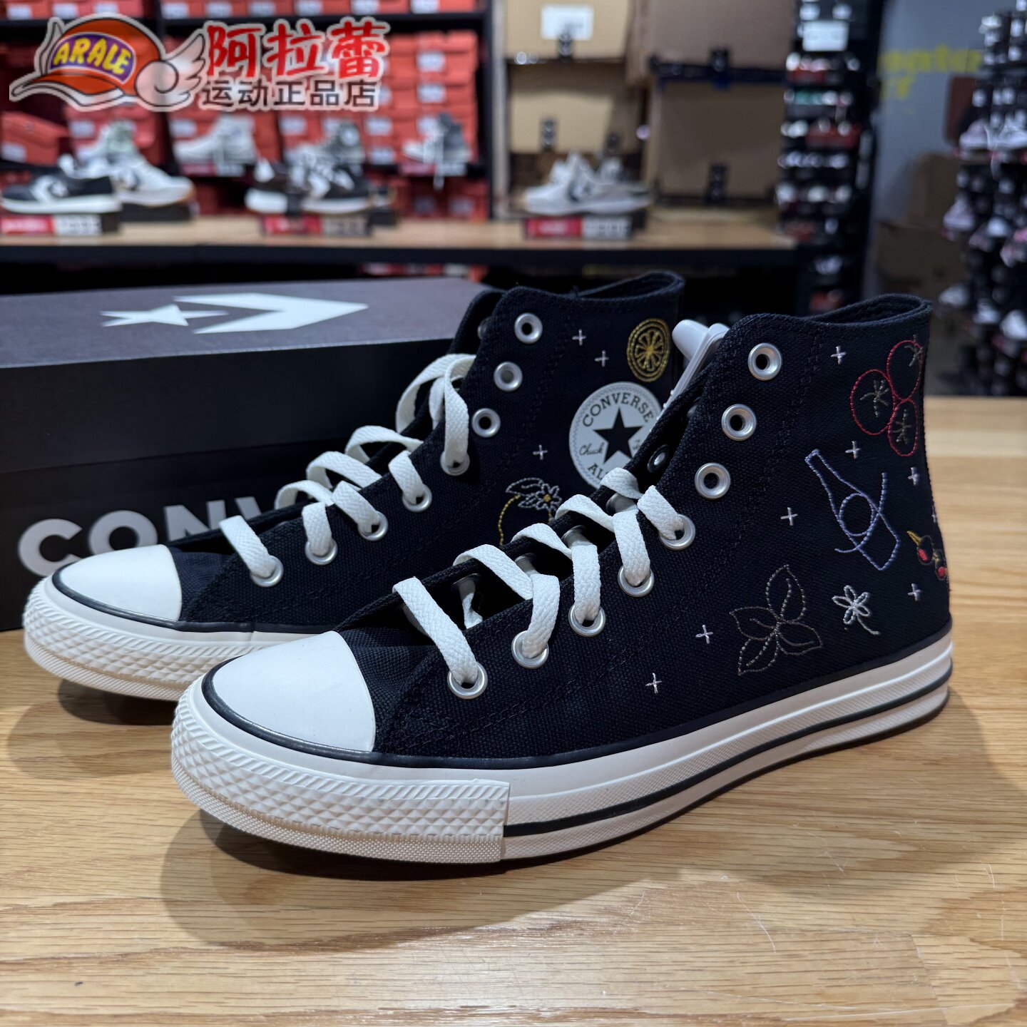 匡威/Converse all star高帮刺绣装饰男女舒适透气帆布鞋 A16680C