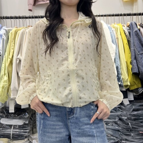 小清新碎花超薄透气连帽防晒衣女