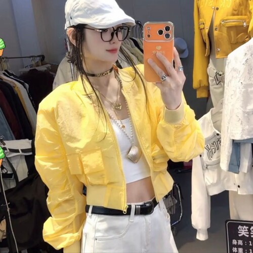 不对称口袋轻薄透气防晒衣短外套