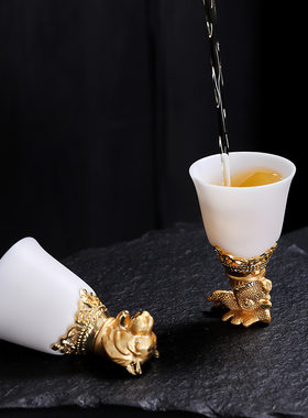 私人酒杯logo茶杯十二生肖品茗杯白瓷羊脂玉陶瓷刻字功夫茶杯单个