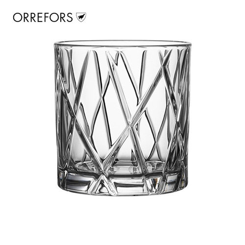 Orrefors水晶玻璃CITY威士忌酒杯 北欧轻奢洛克杯套装4只高档家用