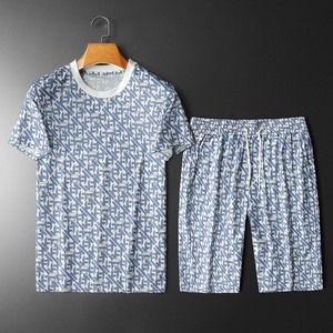 2026夏季新款休闲圆领运动短袖套装 货号：套装S076 P165 平铺图,男装休闲套装,钱塘2010-1