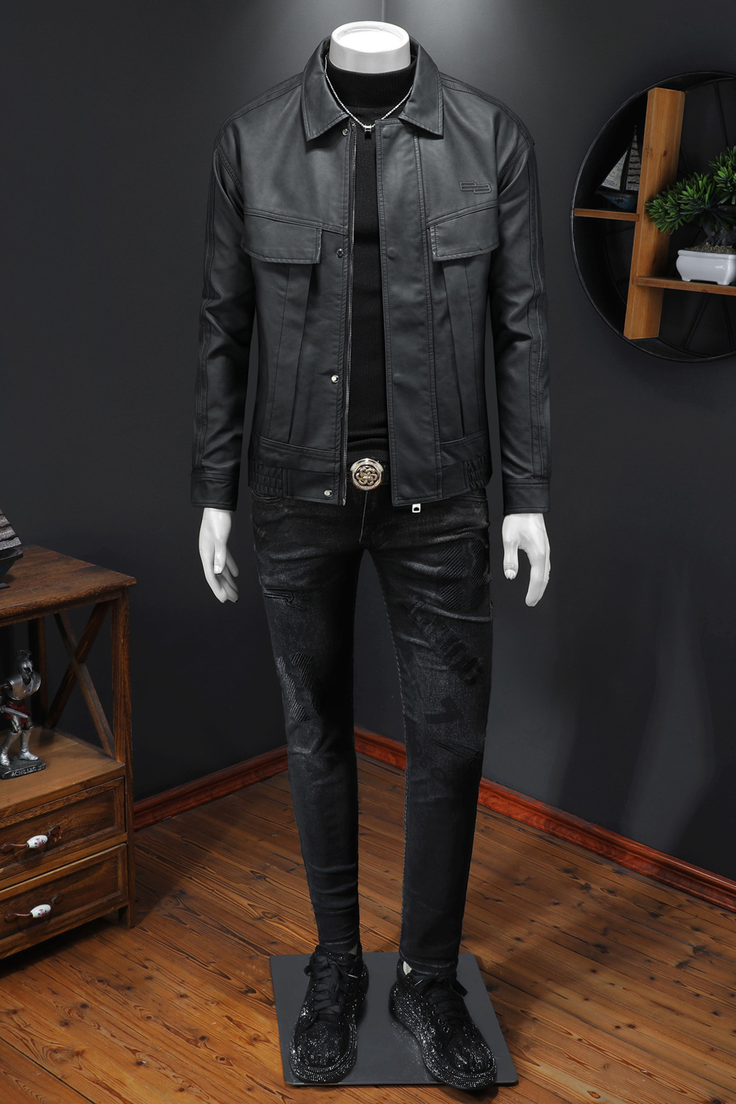 2025新款男皮衣秋冬机车服外套QT212-货号9022-P150假模图,男装皮衣,钱塘2010-1