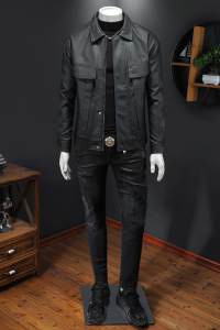 2025新款男皮衣秋冬机车服外套 QT212-货号9022-P150 假模图图片