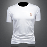 2026夏季新款休闲百搭圆领短袖T恤货号上衣066P75镂空图，男装T恤，钱塘2010A