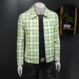 2026春季新款男士翻领格子夹克QT212-货号F7783-P185假模图，男装夹克，钱塘2010-1