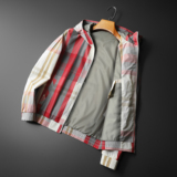 2026春秋季潮男休闲连帽格子外套夹克货号7086-P165，男装夹克，钱塘2010A