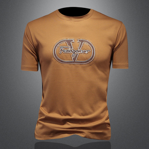 2024夏季新款潮牌休闲修身圆领短袖T恤 货号98005  P75 镂空图图片