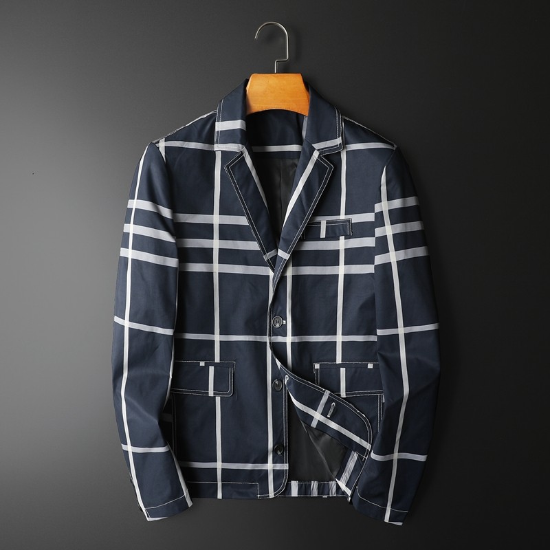 2026春秋季男士休闲格子西装领夹克货号7087-P175，男装夹克，钱塘2010A