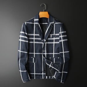 2026春秋季男士休闲格子西装领夹克 货号7087-P175，男装夹克，钱塘2010A