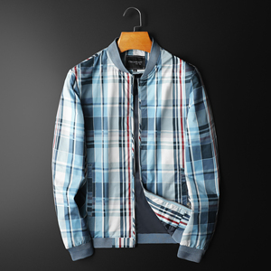 2026秋季热销休闲格子百搭青年夹克衫 货号6691-P165，男装夹克，钱塘2010A