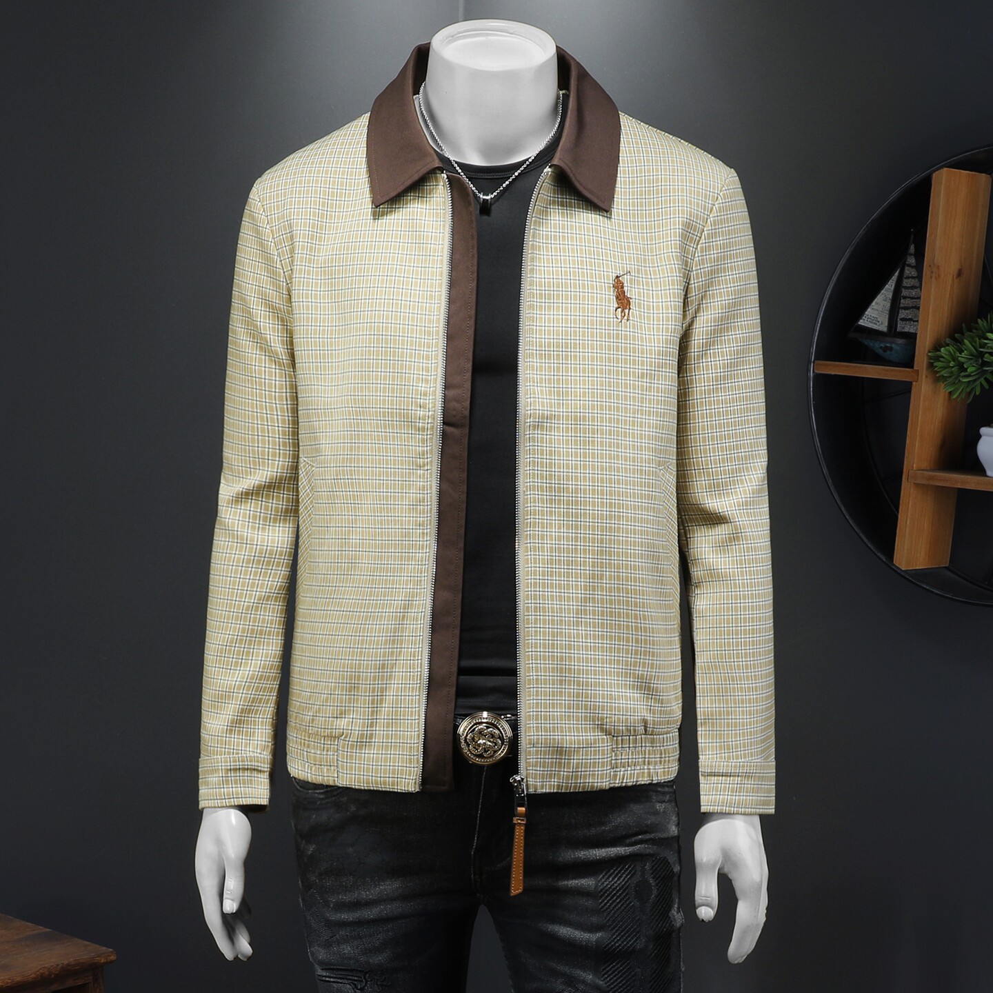 2026春季新款老钱风休闲翻领夹克QT212-货号M6210-P225假模图，男装夹克，钱塘2010-1