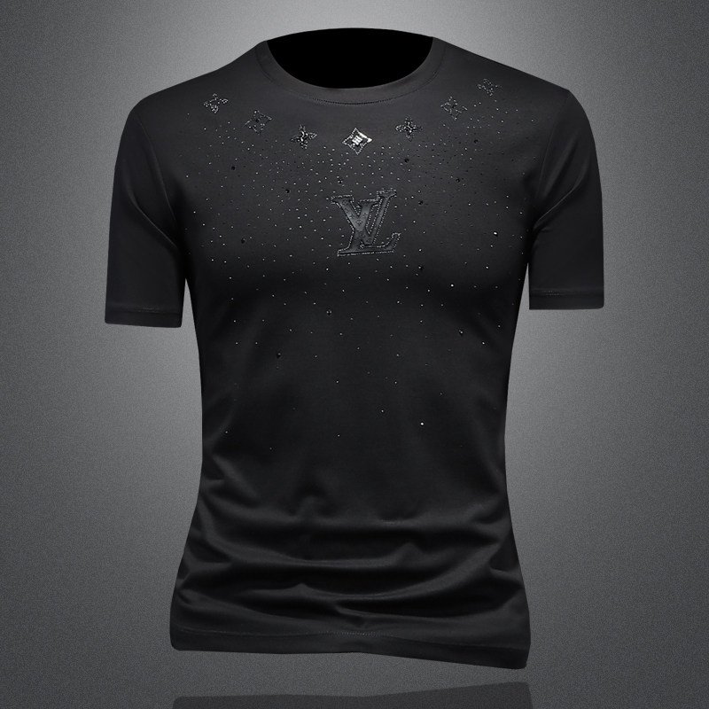 2024夏季新款休闲百搭圆领短袖T恤货号98021P75镂空图,男装T恤,钱塘2010-1