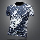 2026夏季新款休闲百搭圆领短袖T恤货号：上衣075P75镂空图，男装T恤，钱塘2010A