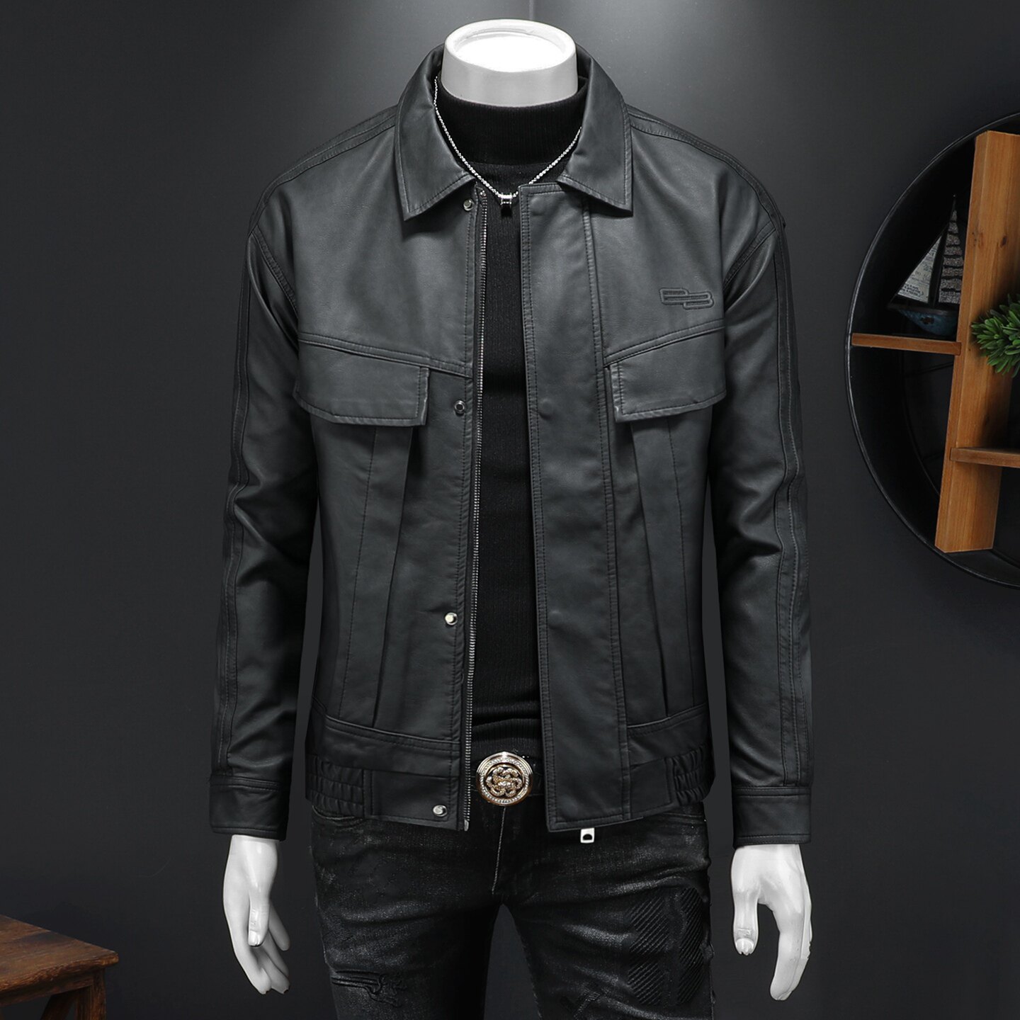 2025新款男皮衣秋冬机车服外套QT212-货号9022-P150假模图,男装皮衣,钱塘2010-1