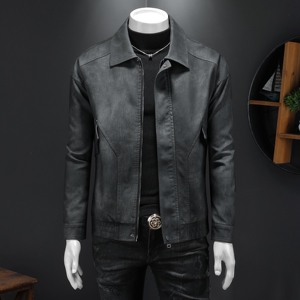 2026新款男皮衣加绒加厚秋冬机车服 QT212-货号9013-P160 假模图图片