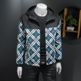 2026春季新款男士连帽格子拼接夹克QT212-货号F7772-P175假模图，男装夹克，钱塘2010A