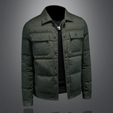 2024冬季新款翻领休闲90充绒白鸭绒羽绒服QT212-F7729-P310镂空图，男装羽绒服，钱塘2010-1