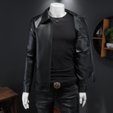 秋季热销翻领水洗皮外套机车皮皮衣货号A708-P135跑量款，男装皮衣，钱塘2010-1