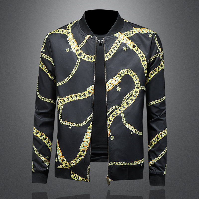 2026春季新款男士双面穿印花夹克QT212-货号F7786-P200镂空图，男装夹克，钱塘2010-1