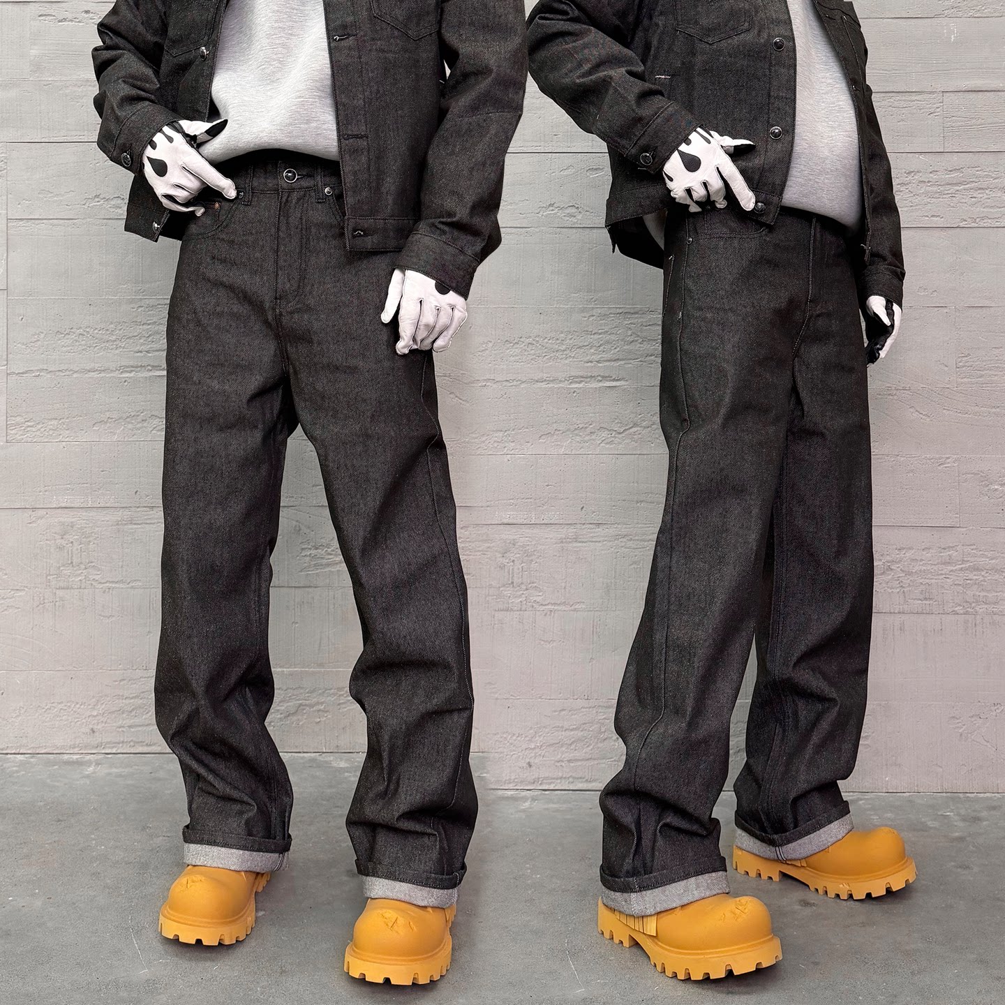 KISSNATE潮牌「原牛丹宁」定制黑松石休闲直筒男女宽松原浆牛仔裤