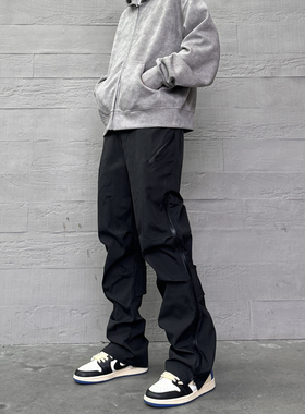 KISSNATE美式街头VIBE尼龙百搭户外机能裤男直筒防水拉链休闲长裤