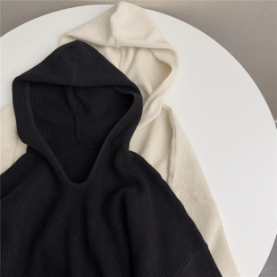 毛衣线衫 简约高级感连帽针织衫 宽松套头长袖 中长款 秋女 不易起球