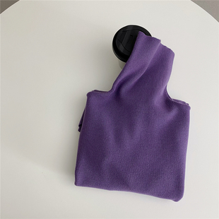 低饱和度感！紫色打底针织衫女秋冬新款高级时尚高领修身内搭上衣