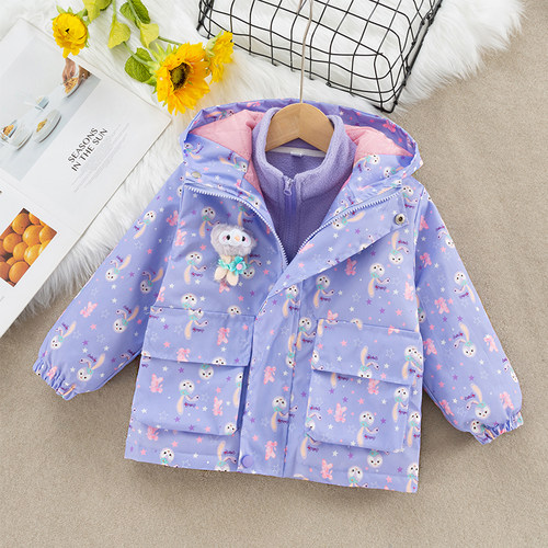 星黛露女童冲锋衣儿童装春秋外套2025新款女孩冬装洋气三合一加厚