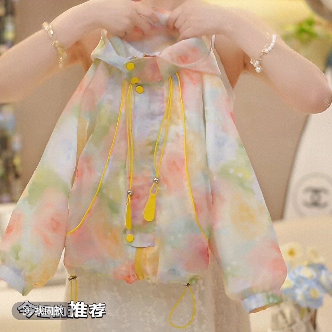 洋气女宝宝女童防晒衣夏季连帽上衣12岁13中大童15薄款外套空调服