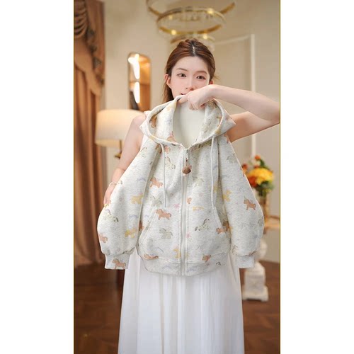 女童春秋连帽棒球服洋气外套