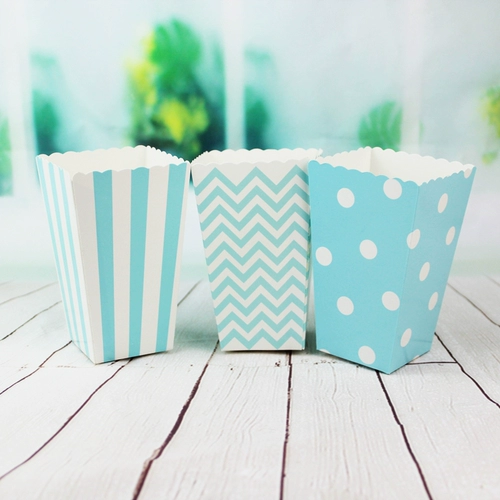 Сбор вечеринок по случаю дня рождения одноразовый попкорн цветочный ствол с бочкой для бумаги бумаги бумага бумажная чашка синий десерт Бесплатная доставка