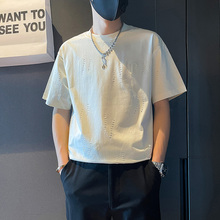 新款 韩版 短袖 t恤衫 潮流男镂空T恤 夏季 圆领T恤创意磨破修身 男士